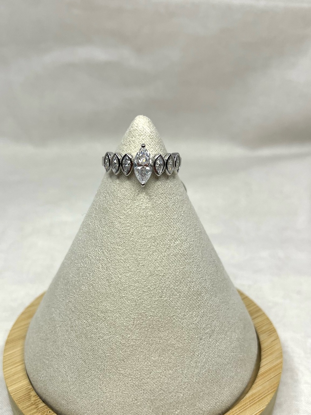 Marquise Moissanite Sterling Silver Ring